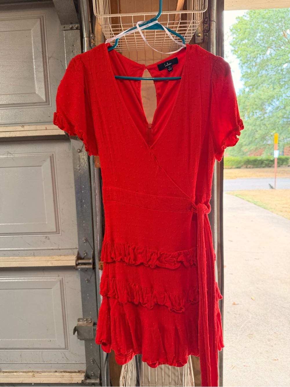 Lulu's Red Ruffle Wrap Mini Dress
